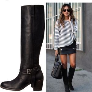NWT women’s FRYE black Malorie Knotted Tall HEELED Boots size 5 1/2b